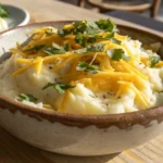 Cheesy Mashed Potatoes Recipe: 10 Must Know Tips That Will Blow Your Mind 6 A bowl of cheesy mashed potatoes topped with melted cheddar, Parmesan, and fresh parsley, highlighting a creamy texture and rich flavor.