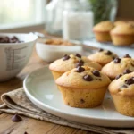 Mini Chocolate Chip Muffins Recipe: The Ultimate Guide to Quick and Delicious Treats 9 Freshly baked mini chocolate chip muffins on a white plate, golden brown with melted chocolate chips, perfect for a quick snack or dessert