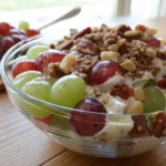Chicken Salad Chick Grape Salad Recipe – 7 easy steps for a creamy, Crunchy dish 3 Chicken Salad Chick grape salad recipe served in a glass bowl
